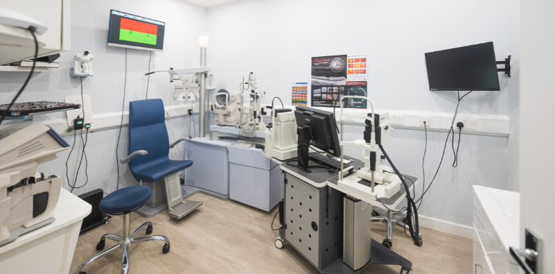 Inside of Mirage Opticians exam room